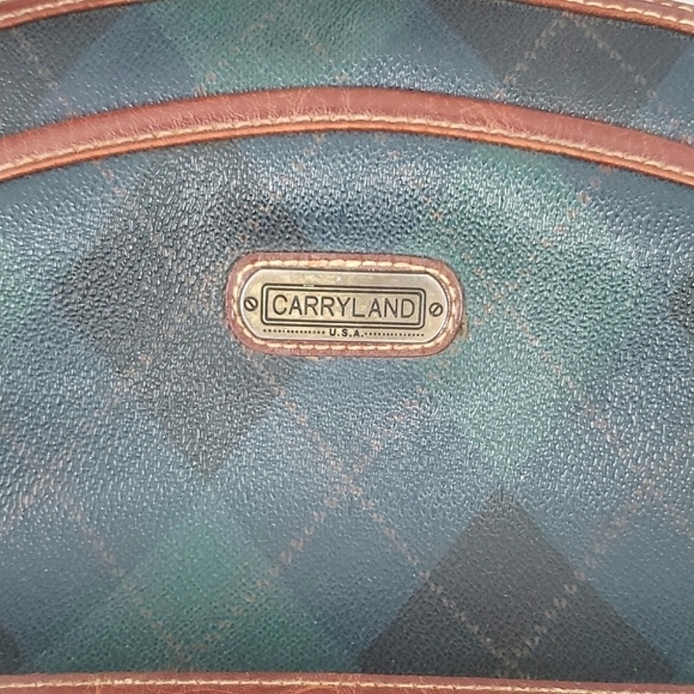 Vintage‎ Carryland Green Argyle Leather Bag - Picture 2 of 7